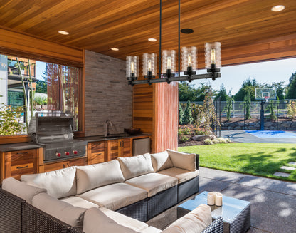 Tahoe 5 Light Outdoor Linear Chandelier Ashen Barnboard