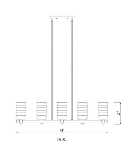 Tahoe 5 Light Outdoor Linear Chandelier Matte Black