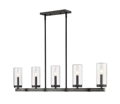 Marlow 5 Light Outdoor Linear Chandelier Ashen Barnboard