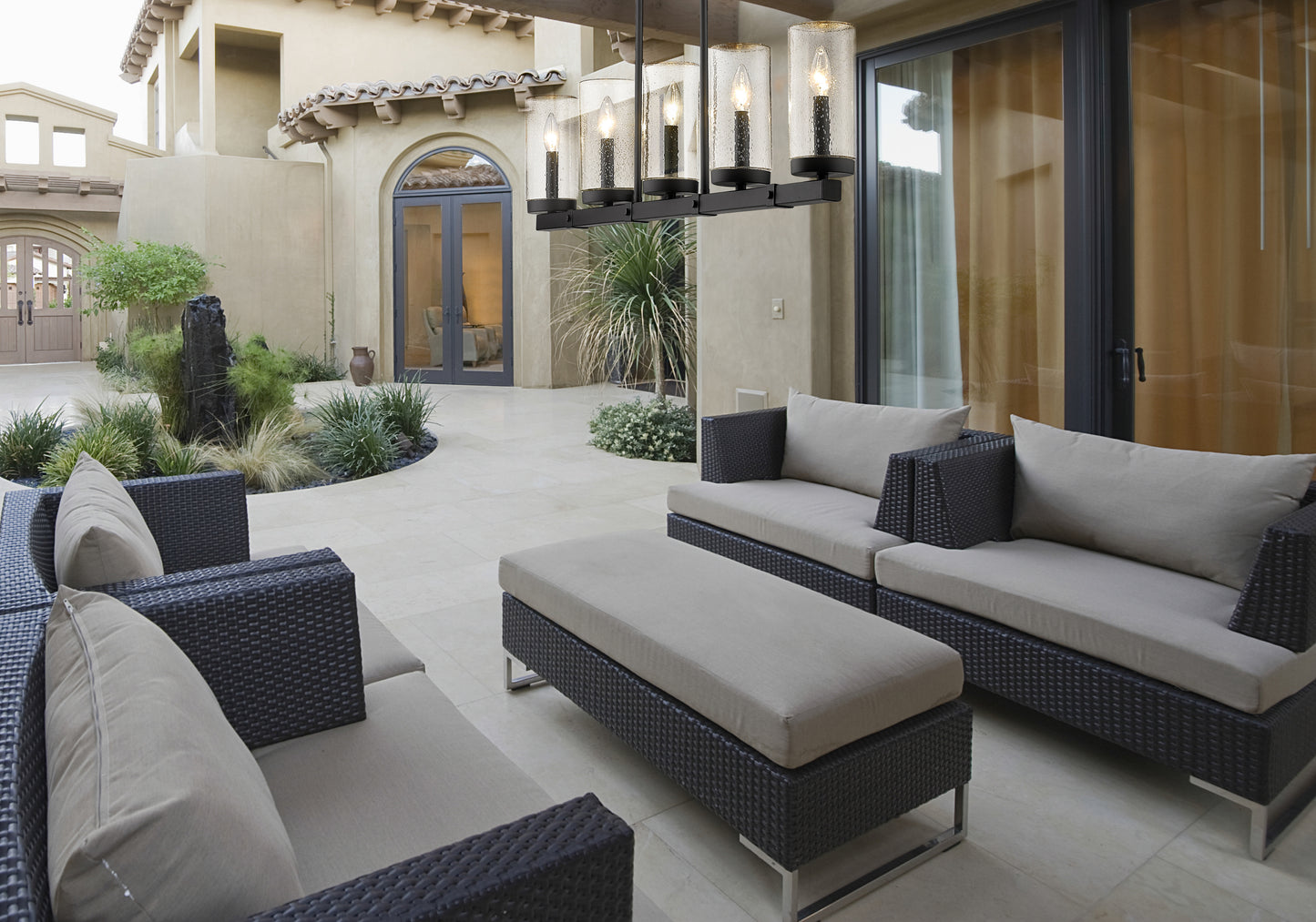 Marlow 5 Light Outdoor Linear Chandelier Matte Black