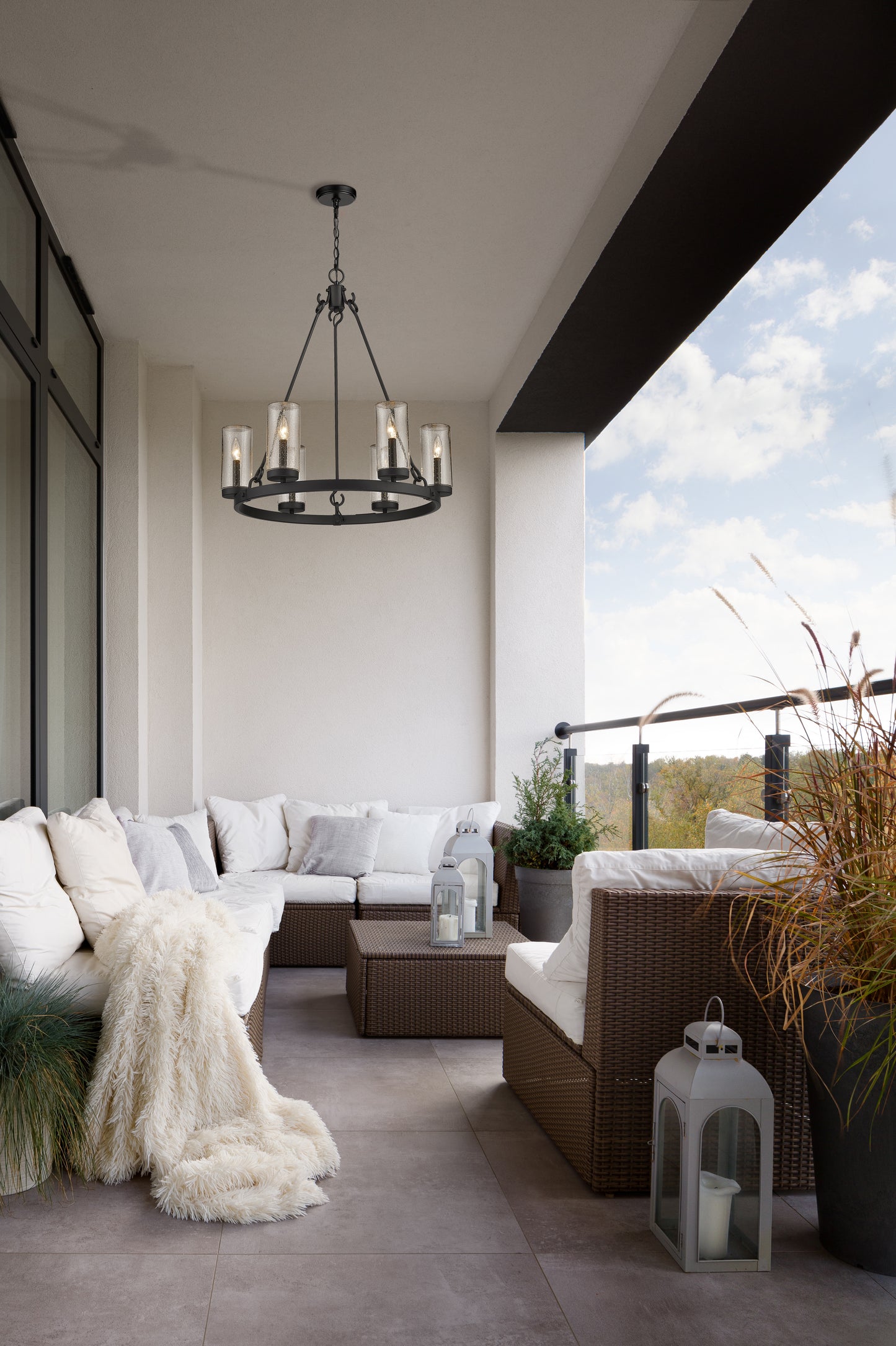 Marlow 6 Light Outdoor Chandelier Matte Black