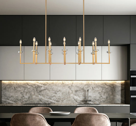 Gaultier 12 Light Linear Chandelier Modern Gold