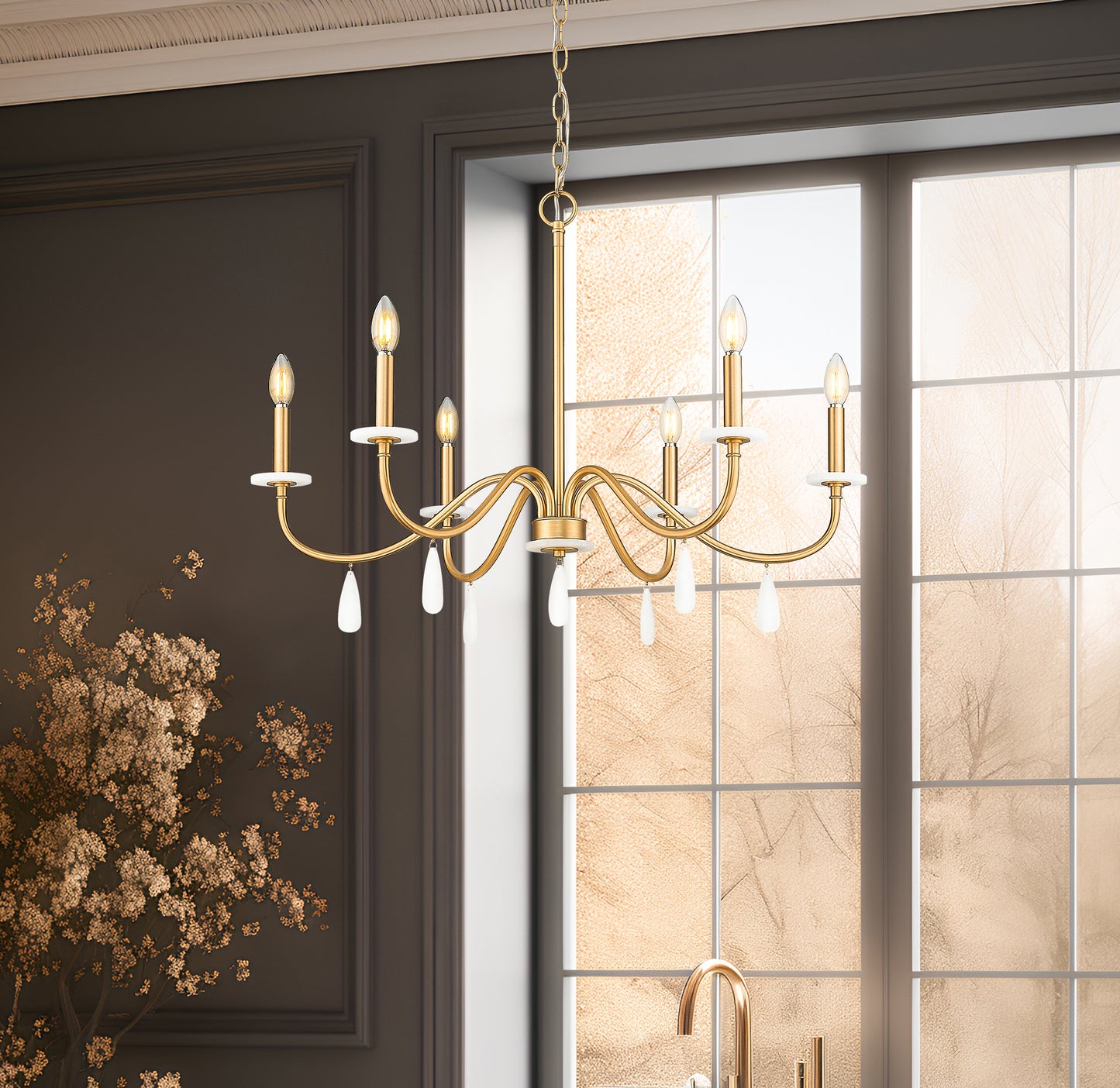 Toussant 6 Light Chandelier Modern Gold