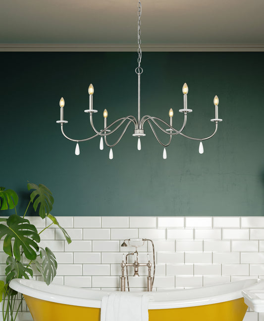 Toussant 6 Light Chandelier 
 Brushed Nickel
