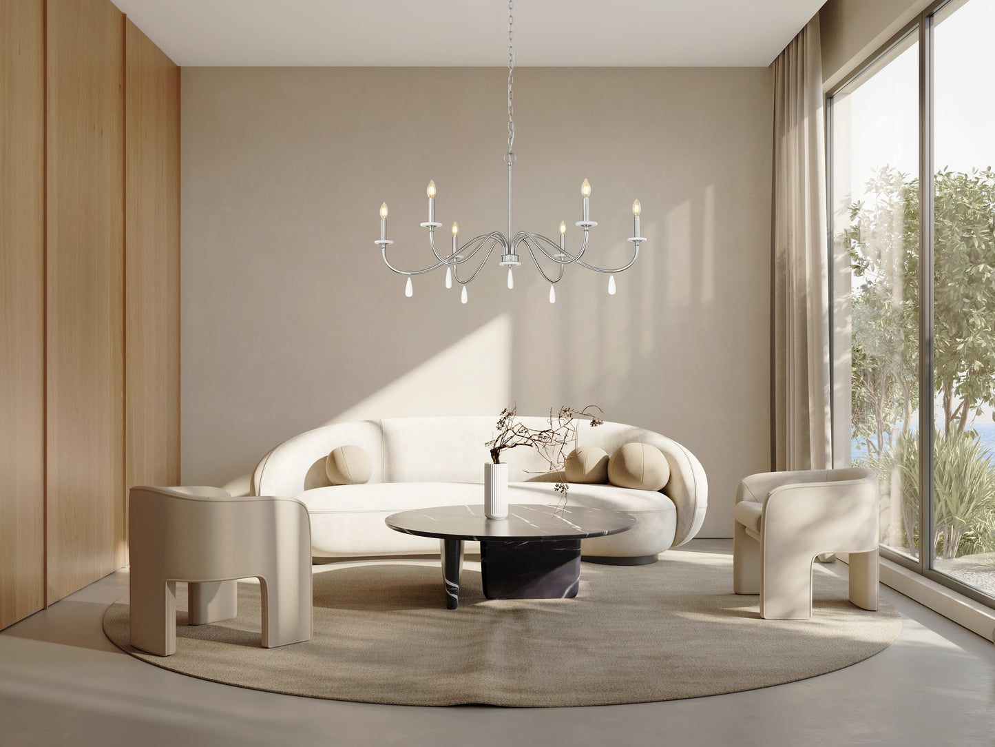 Toussant 6 Light Chandelier 
 Brushed Nickel