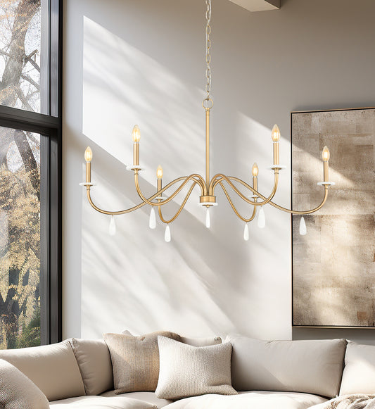 Toussant 6 Light Chandelier Modern Gold
