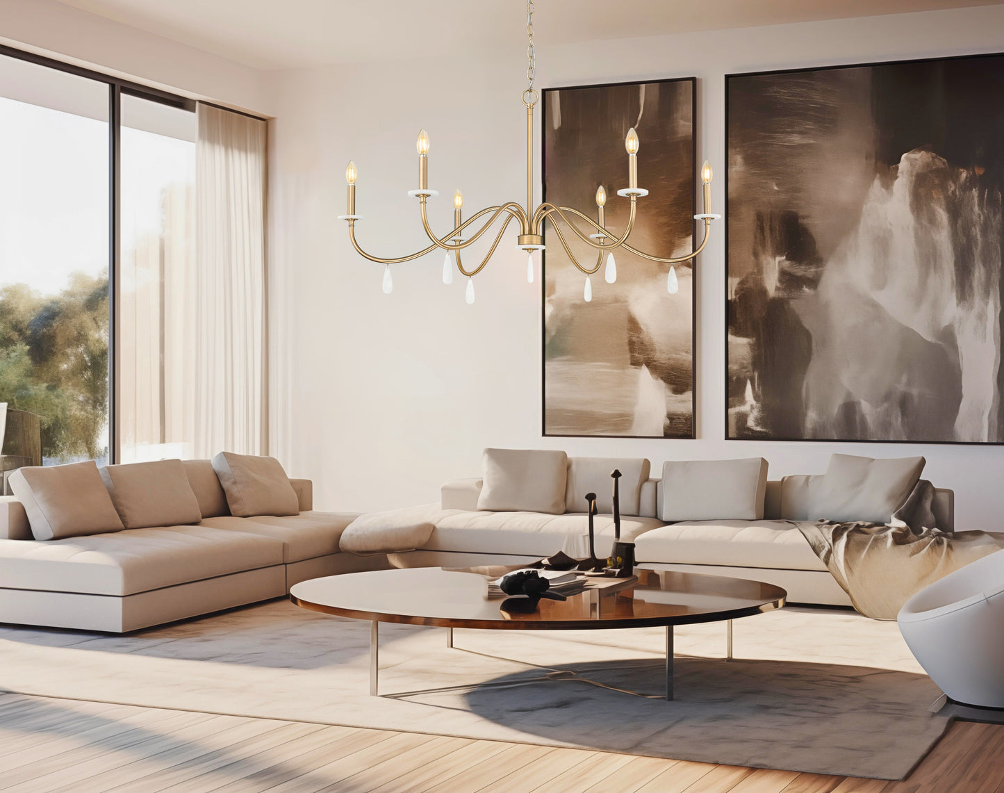 Toussant 6 Light Chandelier Modern Gold