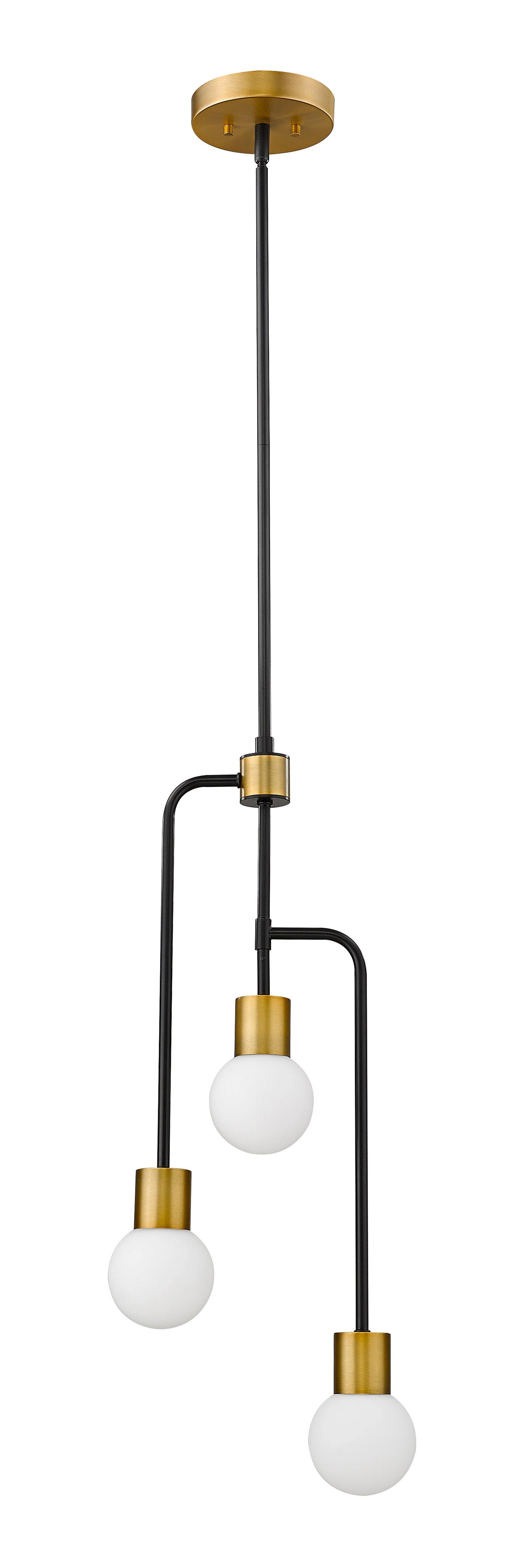 Neutra 3 Light Chandelier Matte Black + Foundry Brass