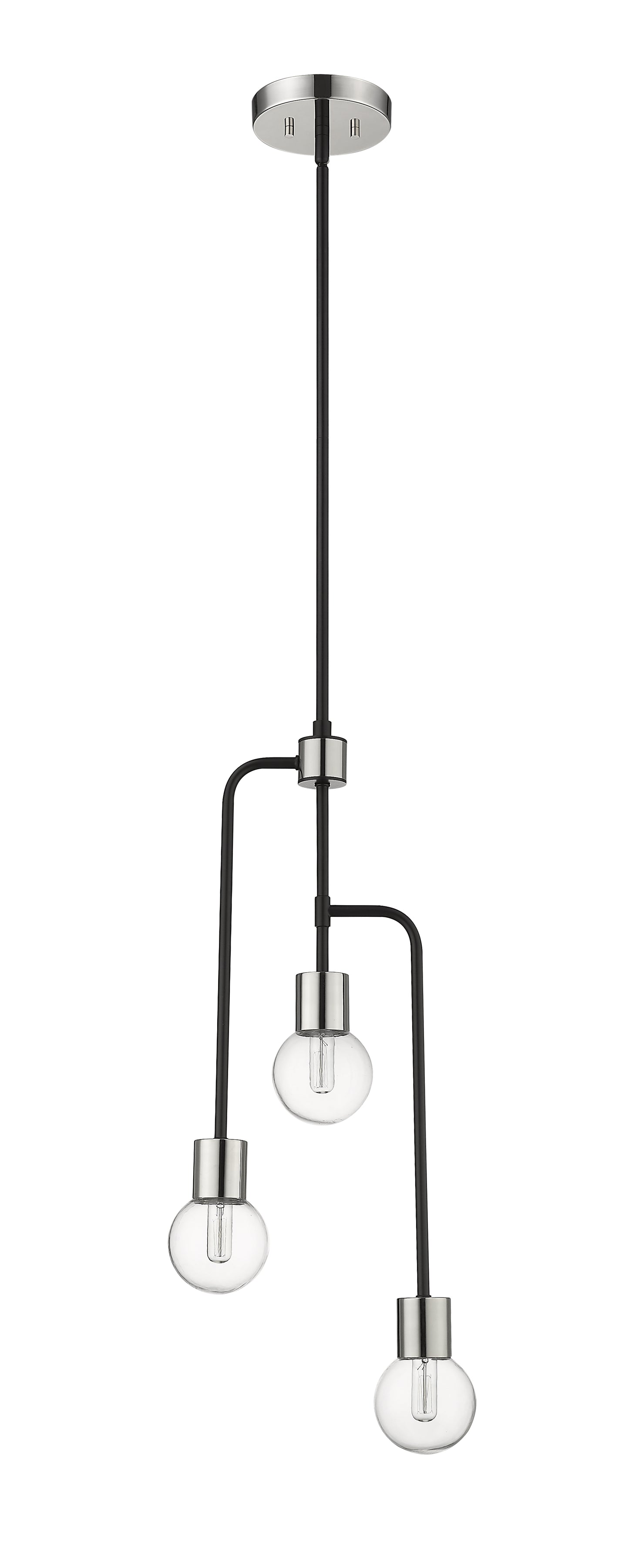 Neutra 3 Light Chandelier Matte Black + Polished Nickel