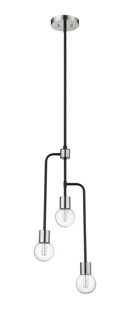 Neutra 3 Light Chandelier Matte Black + Polished Nickel