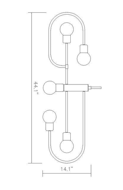 Neutra 5 Light Linear Chandelier Matte Black + Foundry Brass