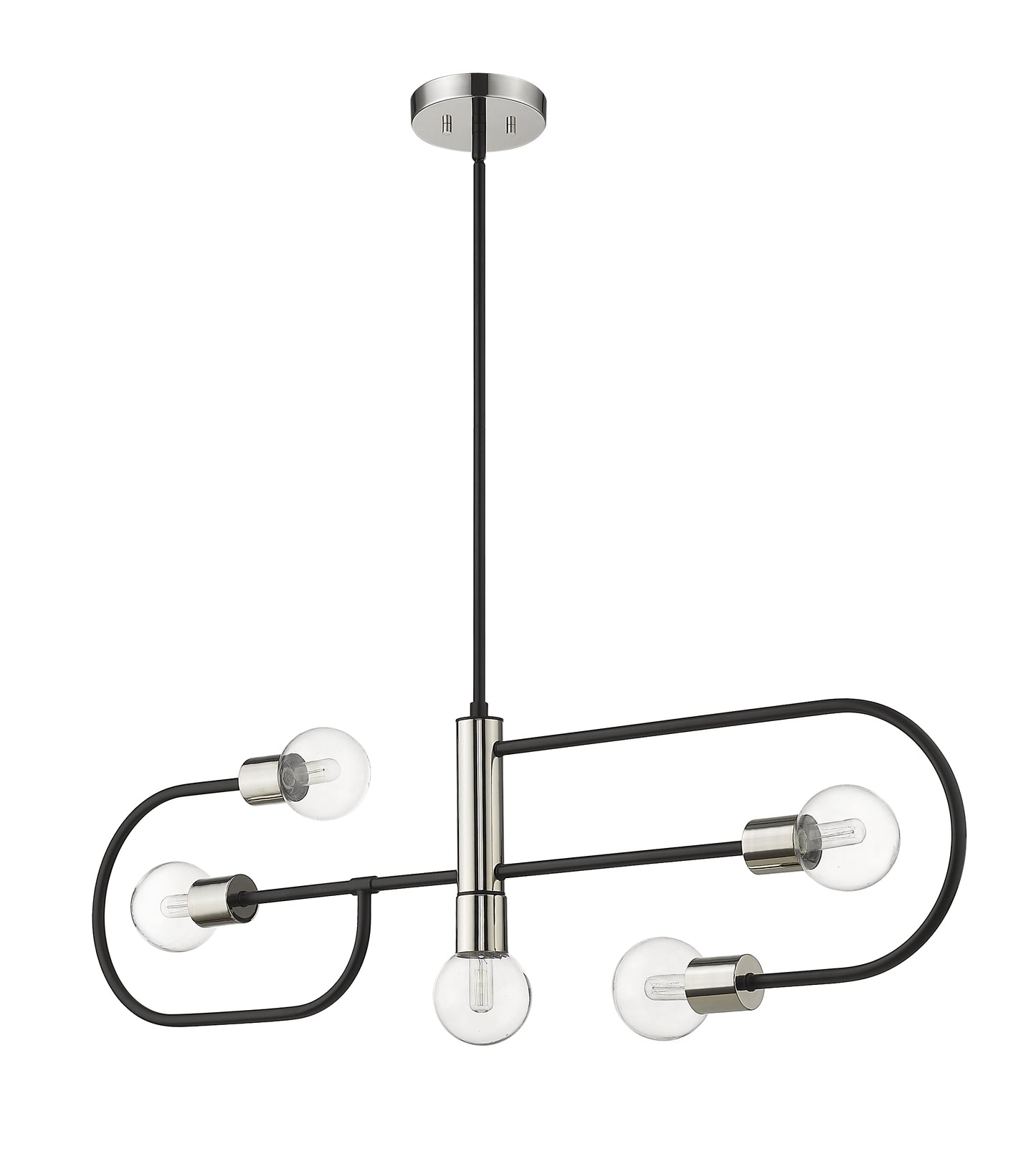 Neutra 5 Light Linear Chandelier Matte Black + Polished Nickel