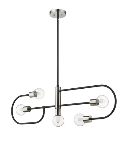Neutra 5 Light Linear Chandelier Matte Black + Polished Nickel