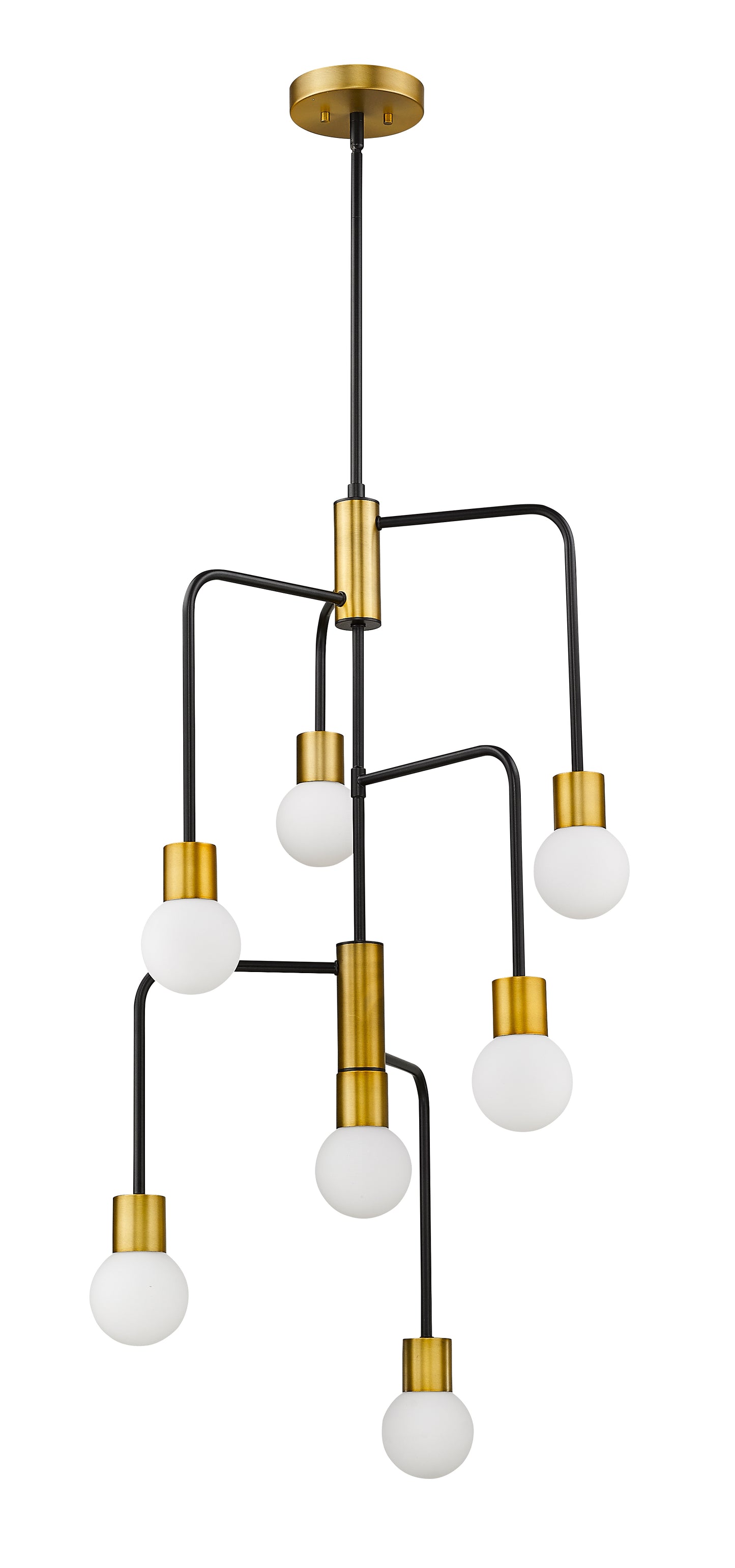 Neutra 7 Light Chandelier Matte Black + Foundry Brass