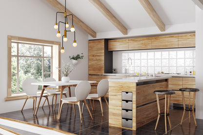 Neutra 7 Light Chandelier Matte Black + Foundry Brass
