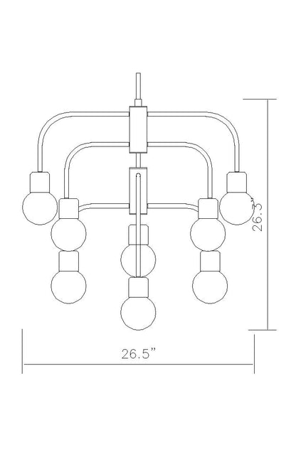 Neutra 9 Light Chandelier Matte Black + Polished Nickel