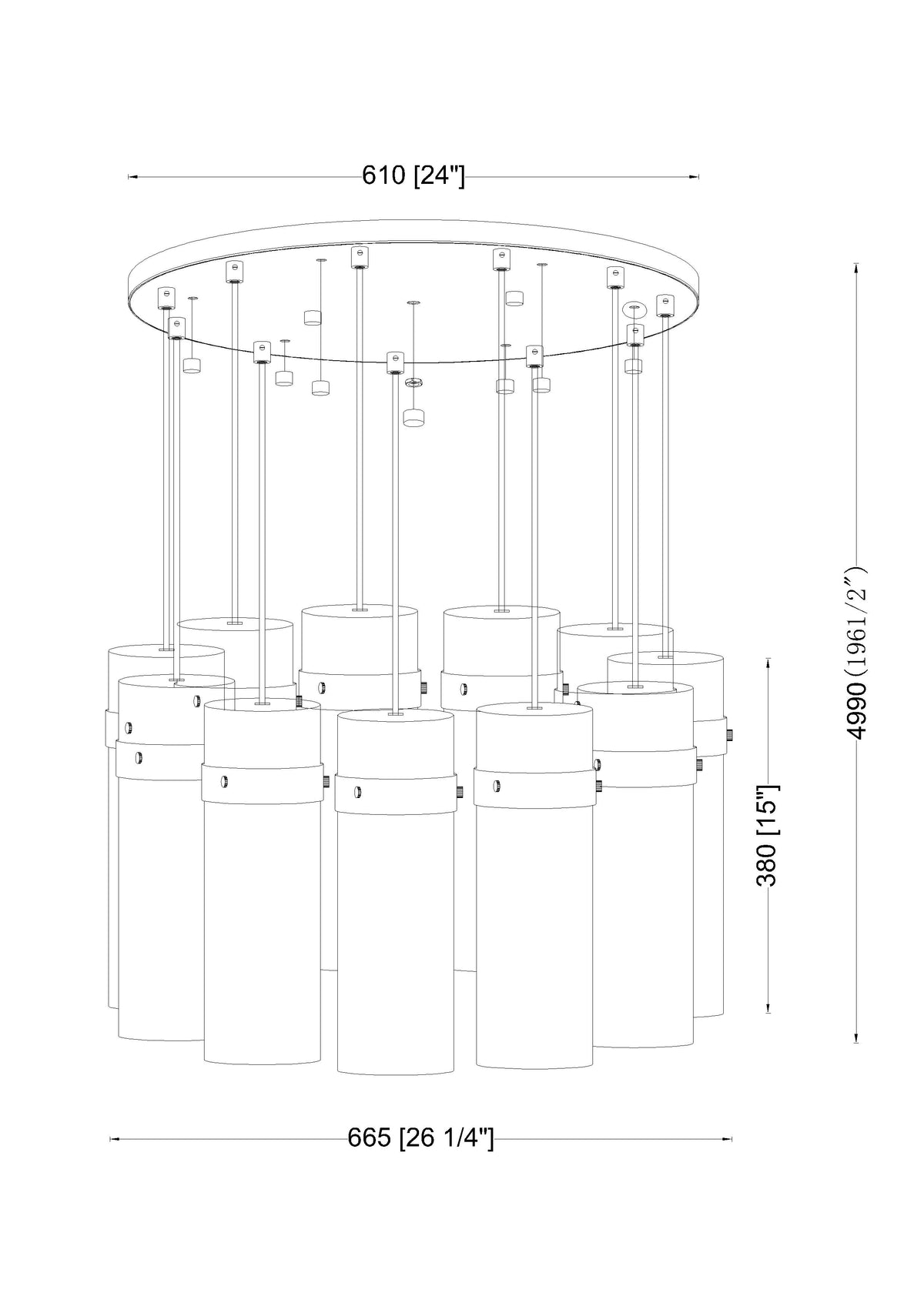 Fontaine 11 Light Chandelier Matte Black