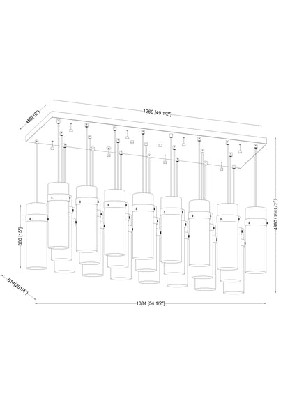 Fontaine 23 Light Linear Chandelier Matte Black