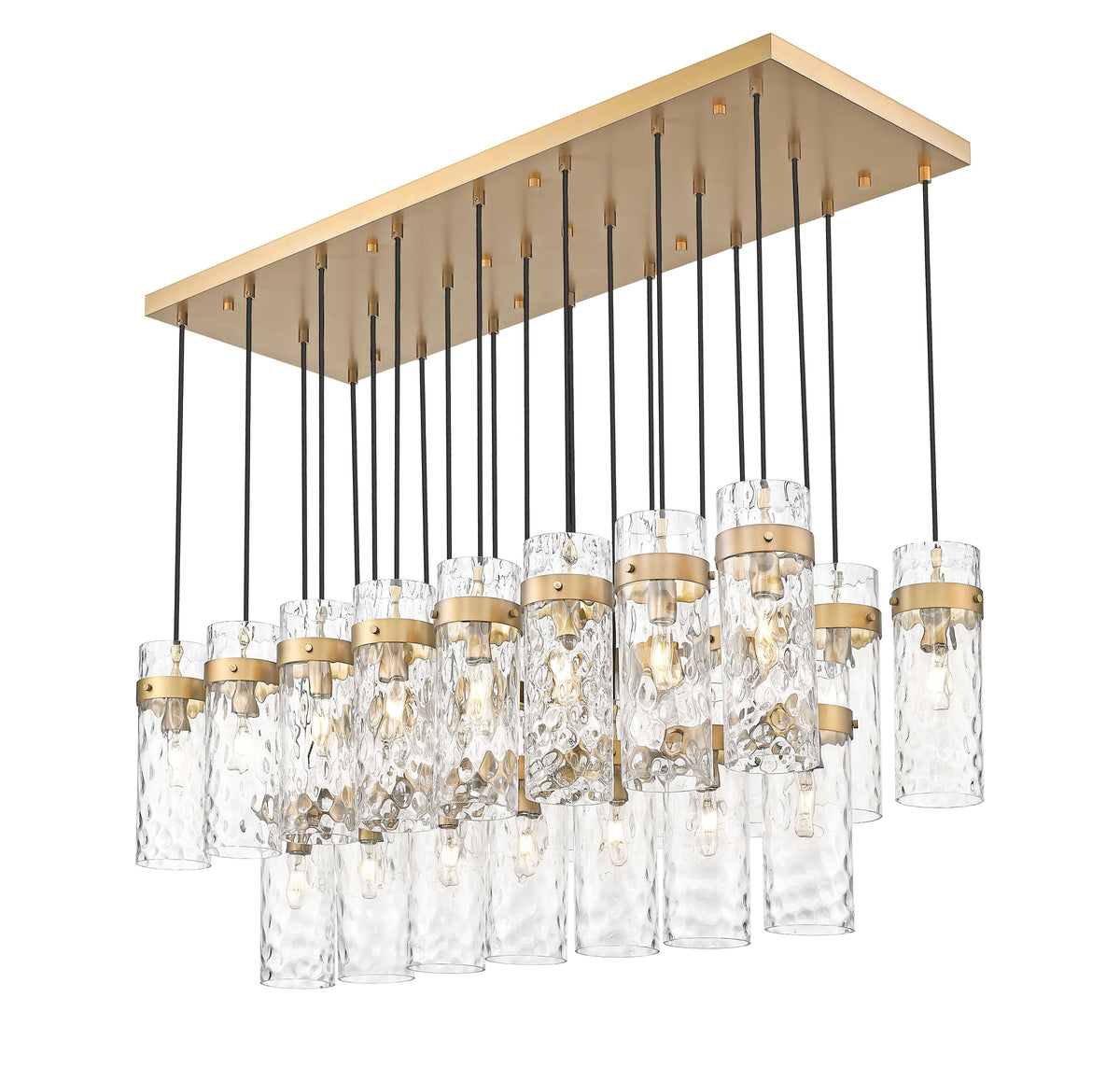 Fontaine 23 Light Linear Chandelier Rubbed Brass