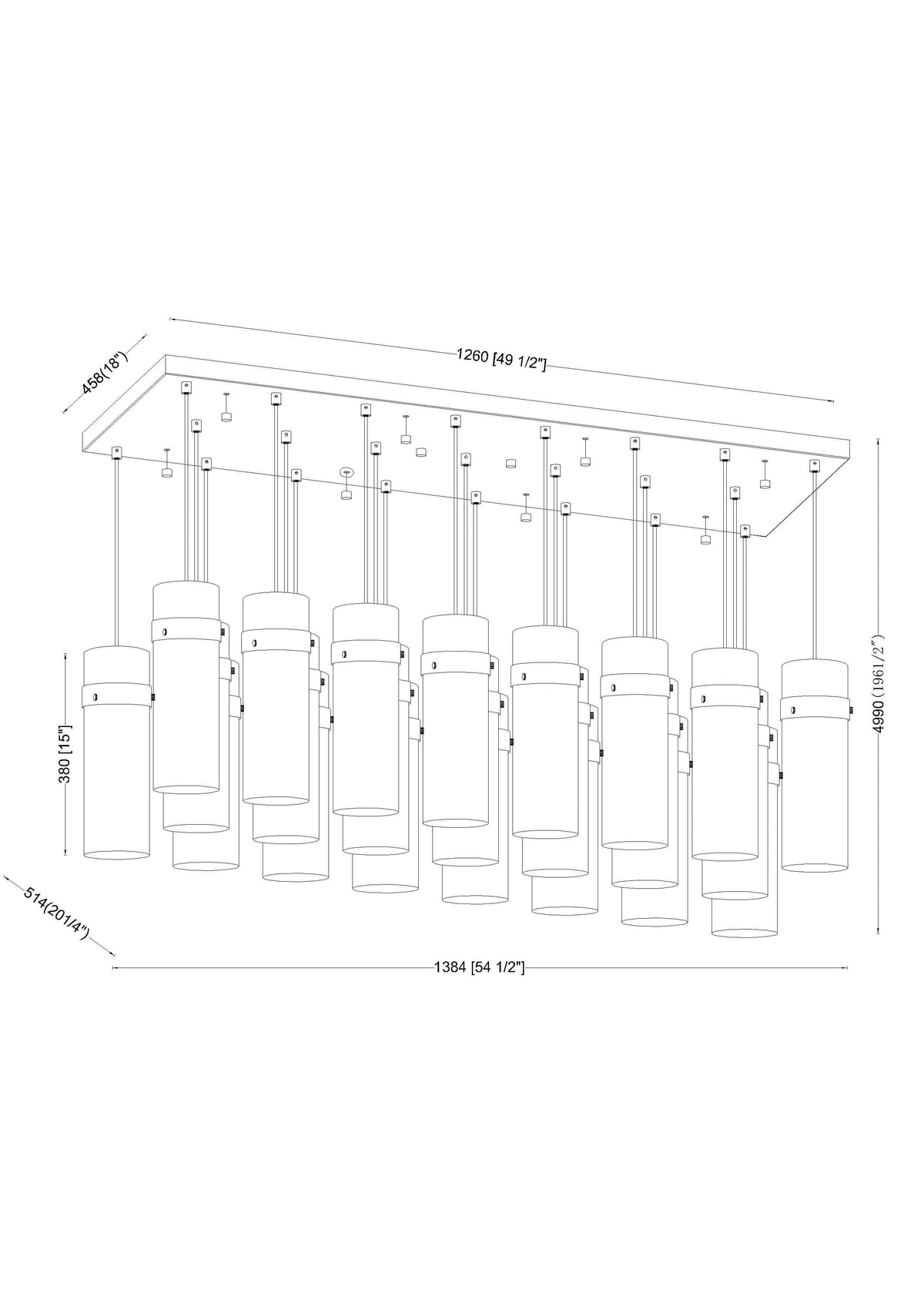 Fontaine 23 Light Linear Chandelier Rubbed Brass