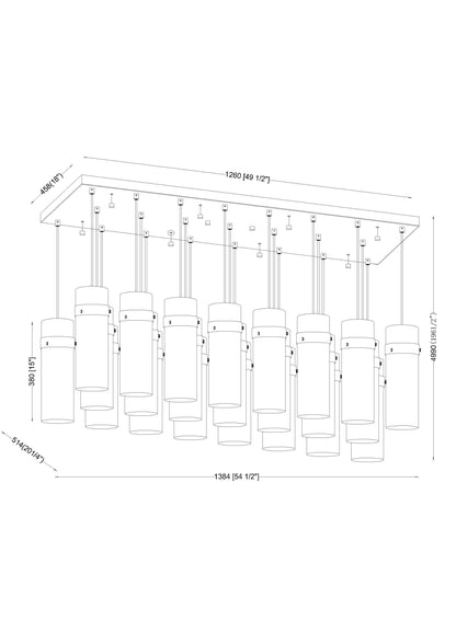 Fontaine 23 Light Linear Chandelier Rubbed Brass