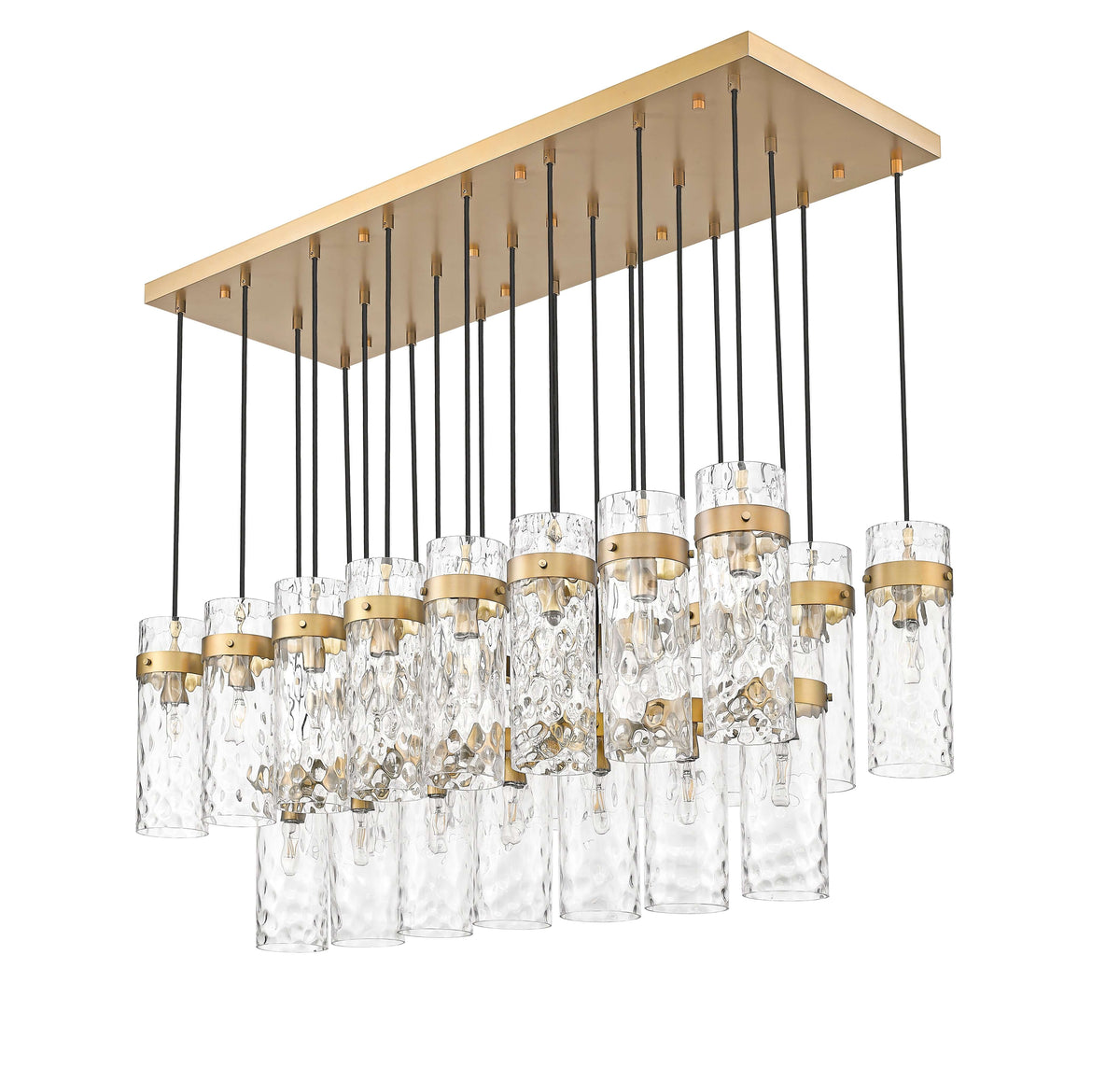Fontaine 23 Light Linear Chandelier Rubbed Brass