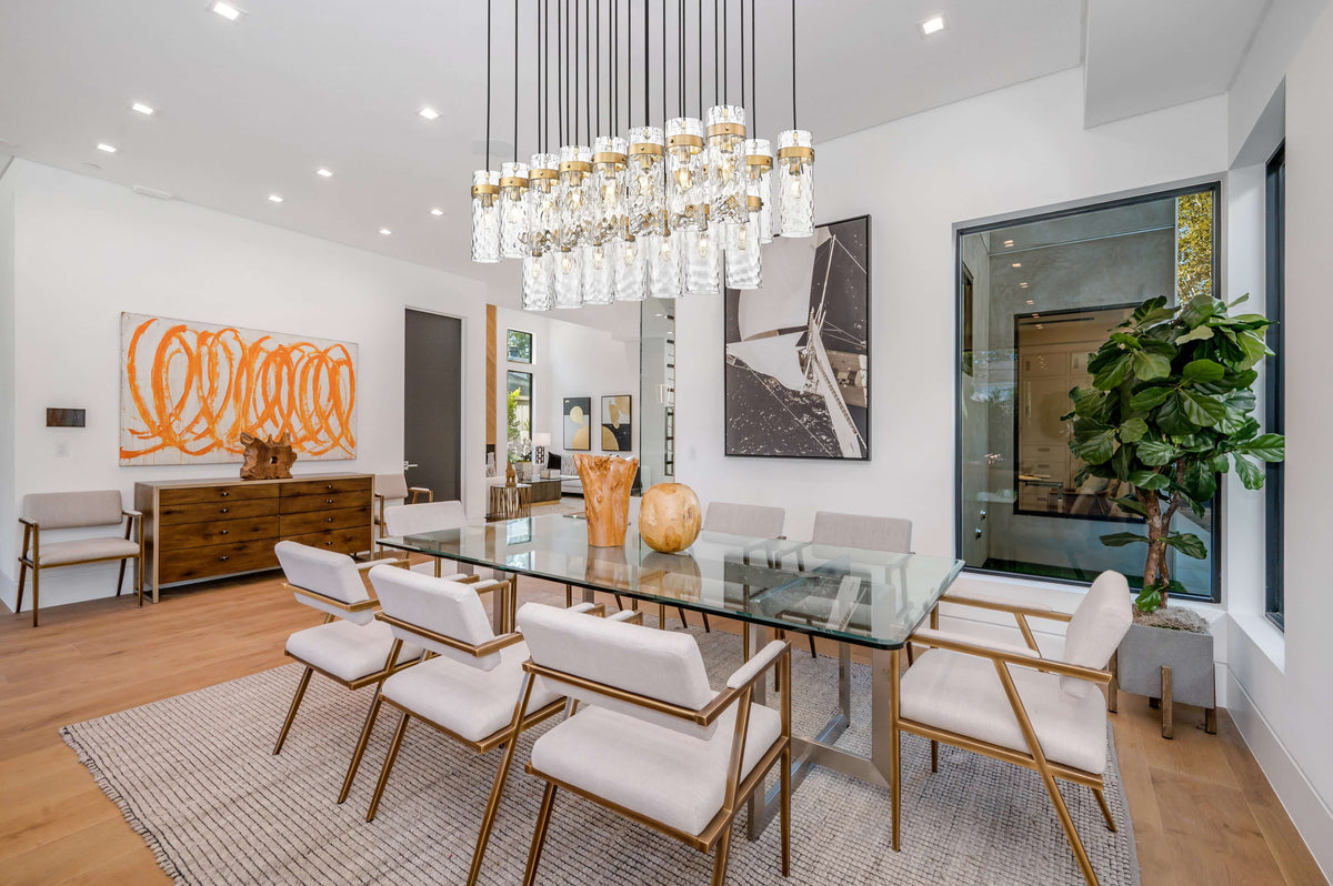Fontaine 23 Light Linear Chandelier Rubbed Brass