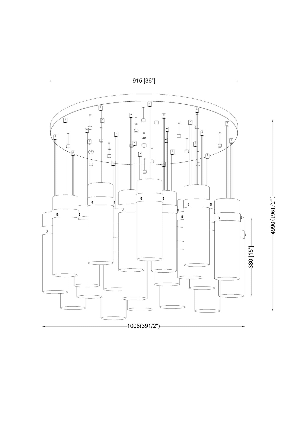 Fontaine 27 Light Chandelier Matte Black