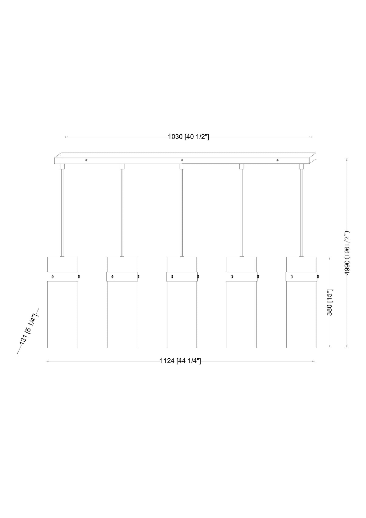 Fontaine 5 Light Linear Chandelier Matte Black