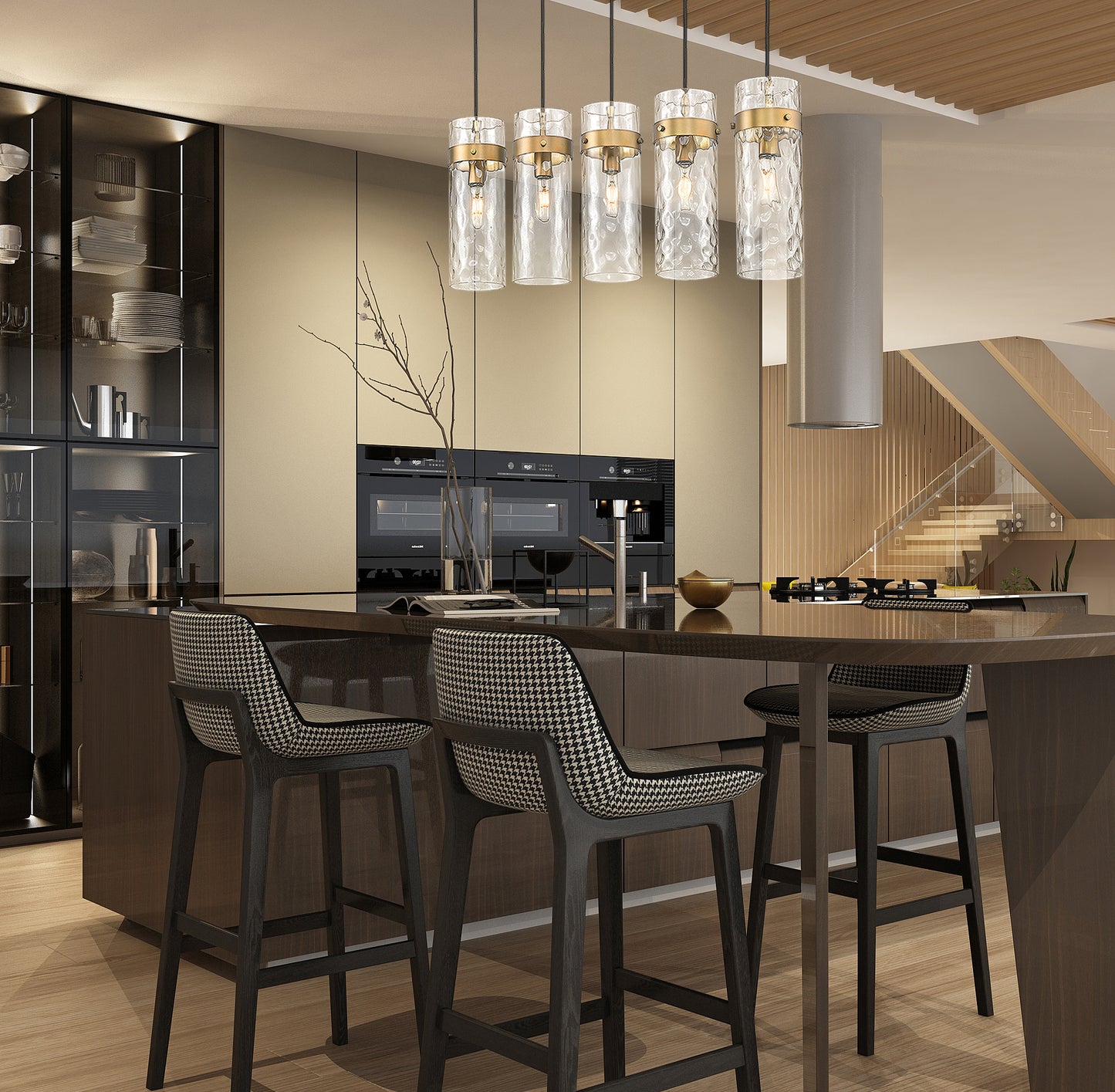 Fontaine 5 Light Linear Chandelier Rubbed Brass