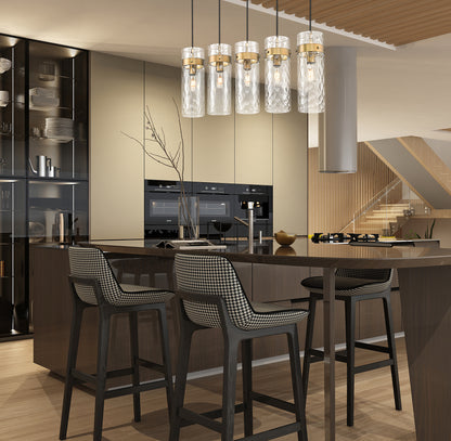 Fontaine 5 Light Linear Chandelier Rubbed Brass
