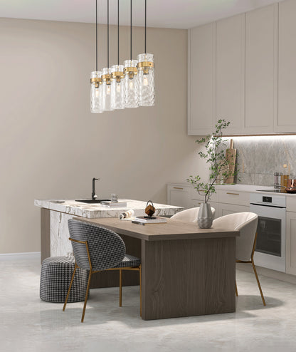 Fontaine 5 Light Linear Chandelier Rubbed Brass