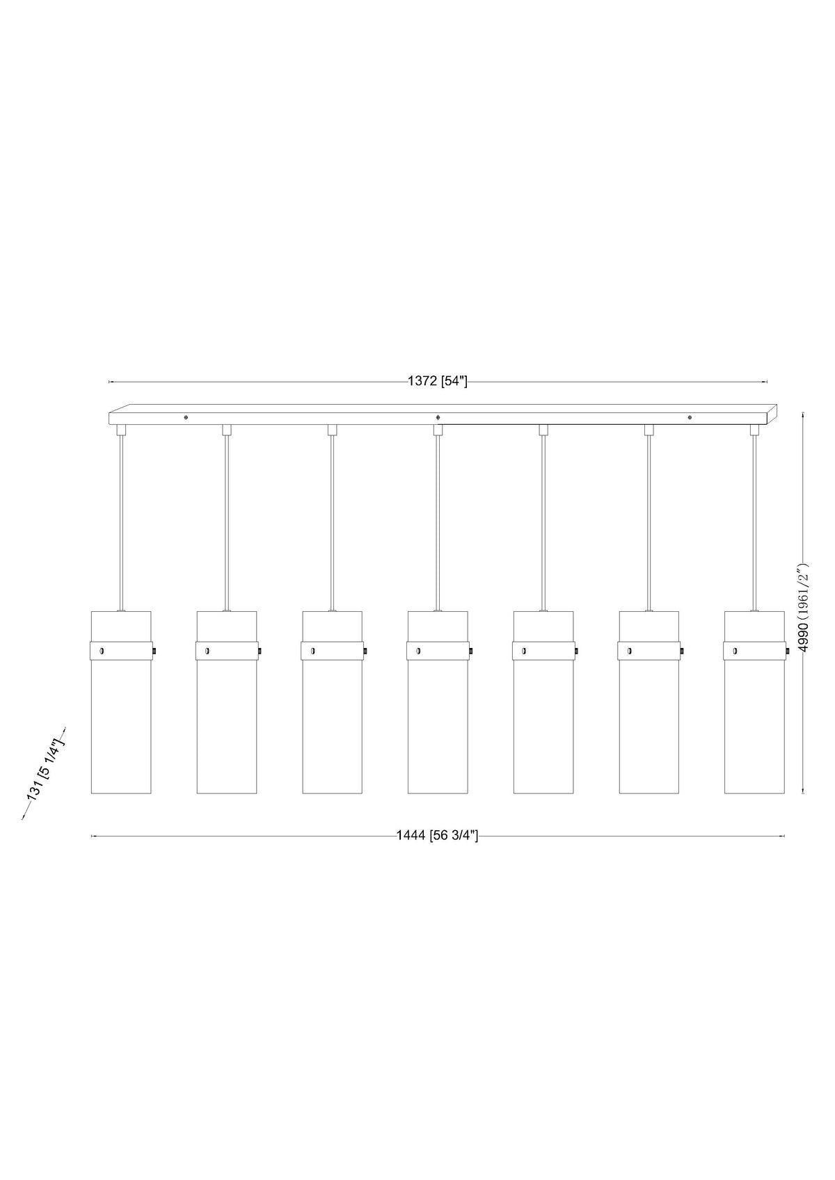 Fontaine 7 Light Linear Chandelier Matte Black
