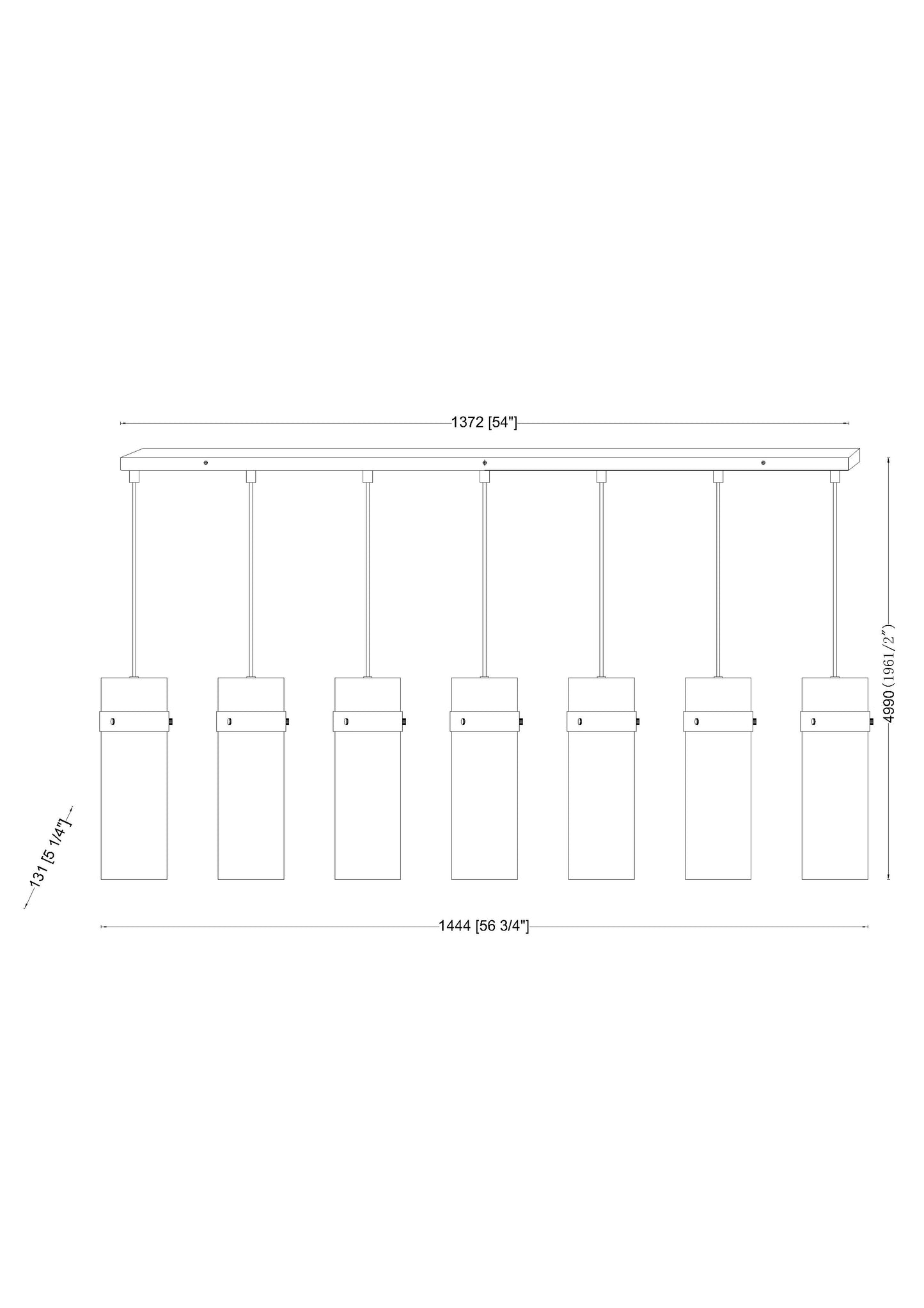 Fontaine 7 Light Linear Chandelier Rubbed Brass