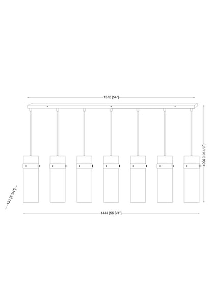 Fontaine 7 Light Linear Chandelier Rubbed Brass