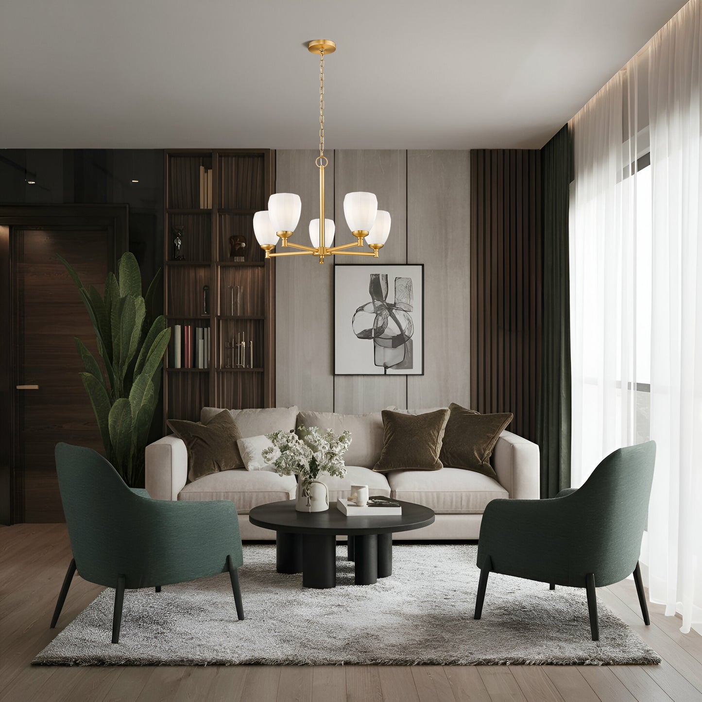 Oren 5 Light Chandelier Modern Gold