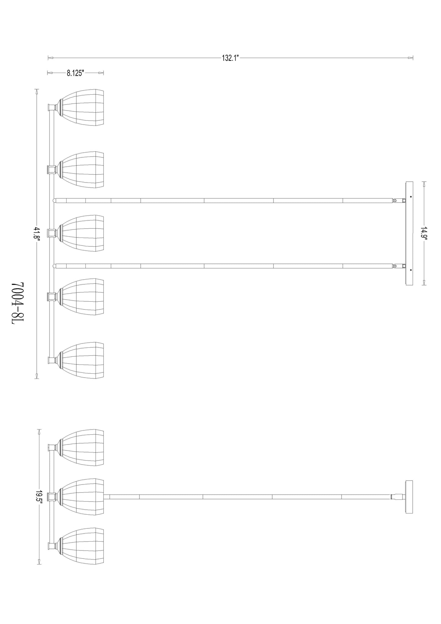 Oren 8 Light Linear Chandelier Matte Black