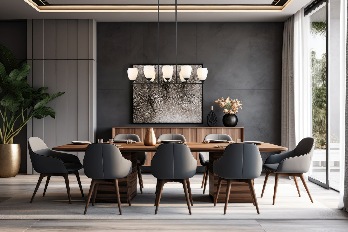 Oren 8 Light Linear Chandelier Matte Black