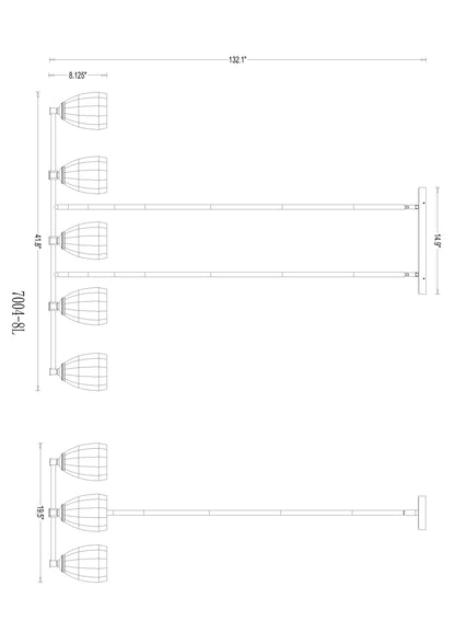 Oren 8 Light Linear Chandelier Modern Gold