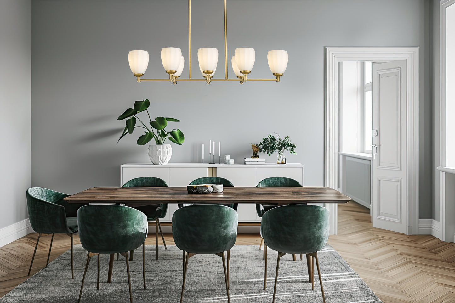 Oren 8 Light Linear Chandelier Modern Gold
