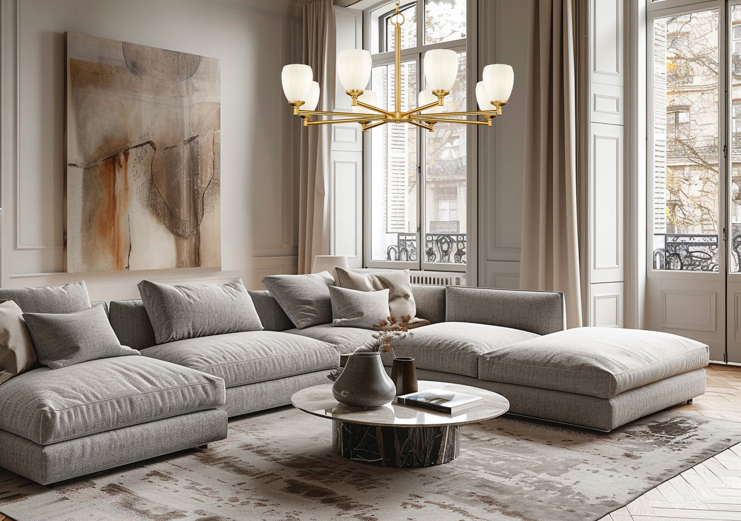 Oren 8 Light Chandelier Modern Gold