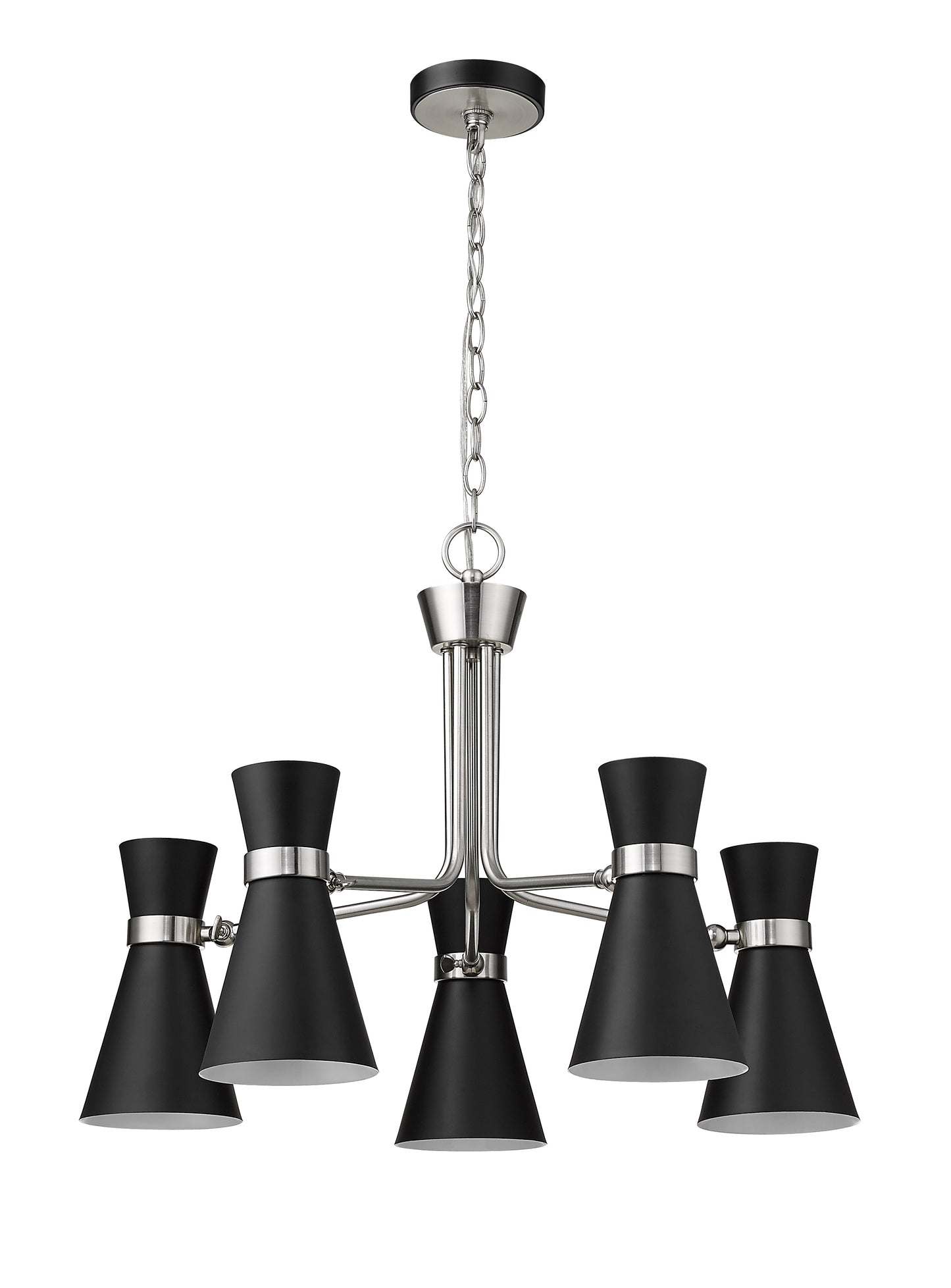 Soriano 5 Light Chandelier Matte Black + Brushed Nickel