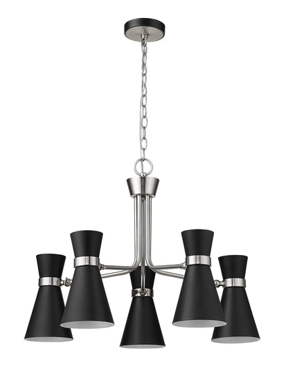 Soriano 5 Light Chandelier Matte Black + Brushed Nickel