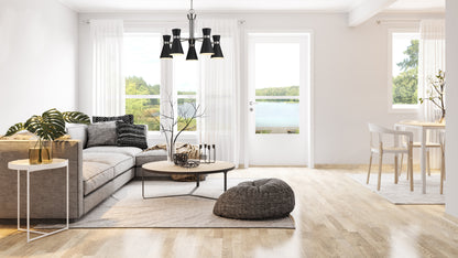 Soriano 5 Light Chandelier Matte Black + Brushed Nickel