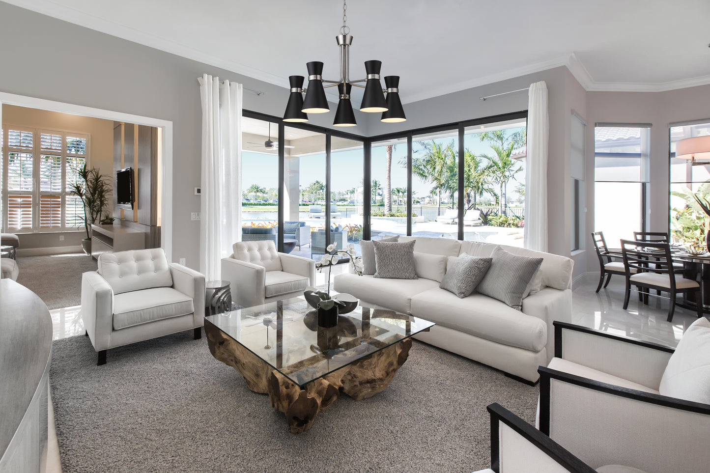 Soriano 5 Light Chandelier Matte Black + Brushed Nickel