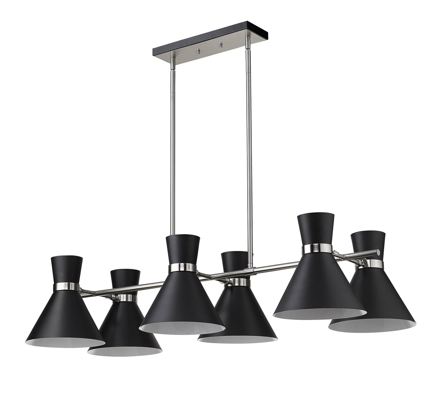 Soriano 6 Light Linear Chandelier Matte Black + Brushed Nickel