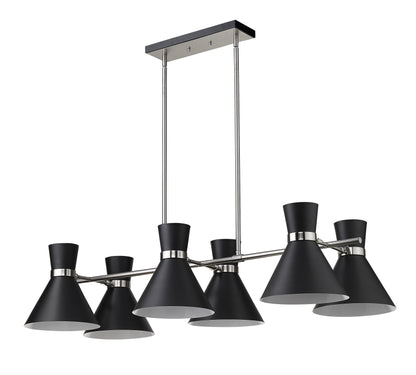 Soriano 6 Light Linear Chandelier Matte Black + Brushed Nickel