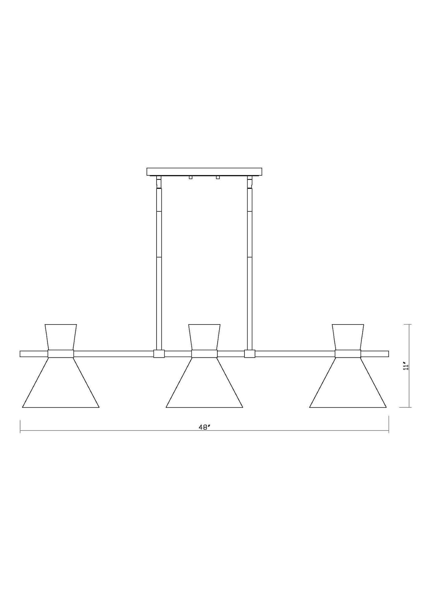 Soriano 6 Light Linear Chandelier Matte Black + Heritage Brass