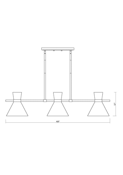 Soriano 6 Light Linear Chandelier Matte Black + Heritage Brass