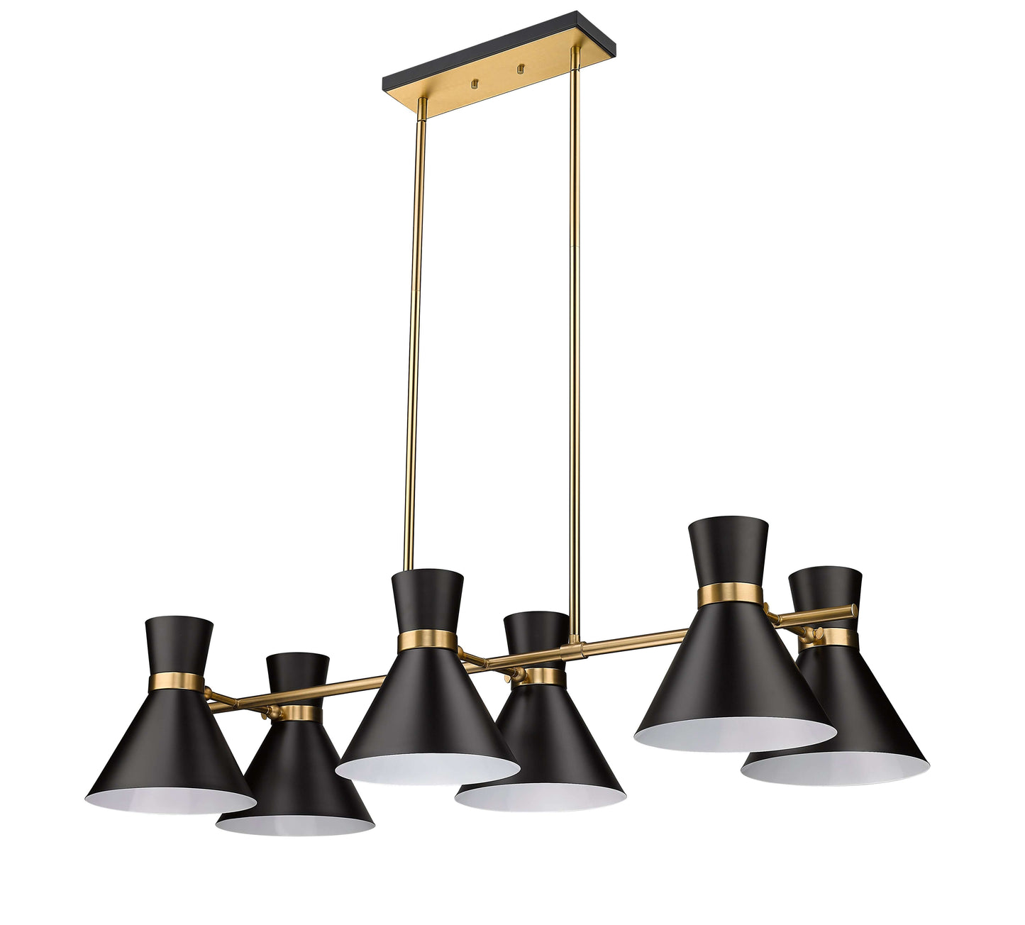Soriano 6 Light Linear Chandelier Matte Black + Heritage Brass